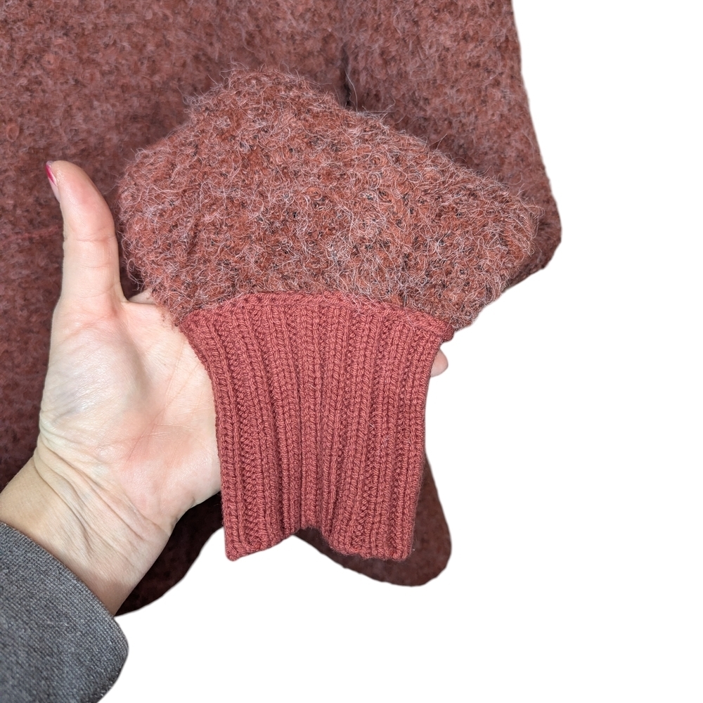 Free People Mila Hoodie Sweater Size Small Cherry Mahogany Oversized Boucle Knit - Picture 6 of 14